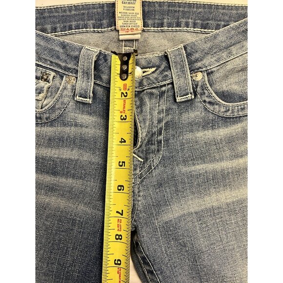 True Religion Disco Billy Big T Jeans Size 31x29 Blue Denim Low Rise Rhinestone - Picture 8 of 11